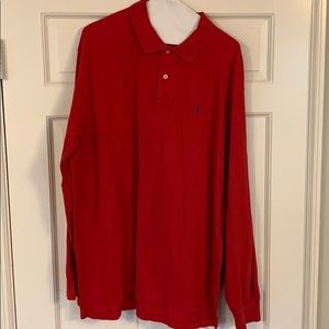 Long sleeve cotton red polo - XL